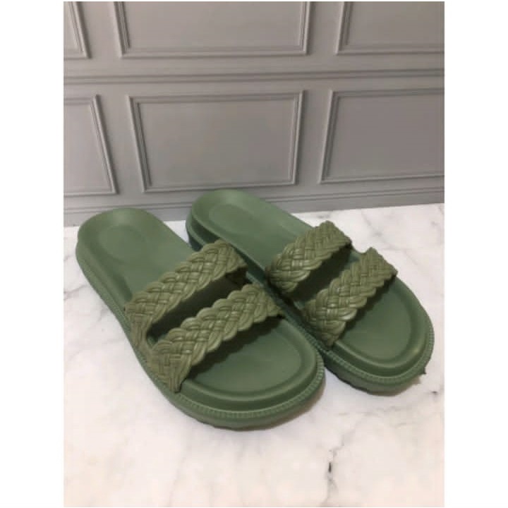 (COD) Sandal Selop Tali Dua Kepang Wanita Karet Jelly Irsoe 301