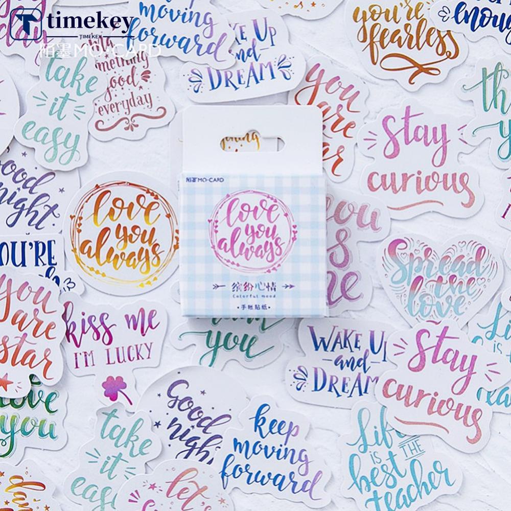 Timekey 46 Lembar / Kotak Stiker Mood Warna-Warni Untuk Dekorasi Buku Diary / Album / Scrapbook A8K1