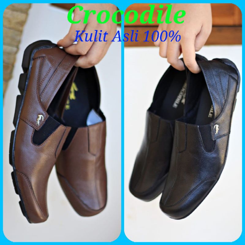 Slop Kasual Pria Kulit Asli Formal Kerja Slip On Cowo/Cowok Keren Trendy Bagus Nyaman I Sepatu Sandal Laki Kulit Asli ENOZ RANZ