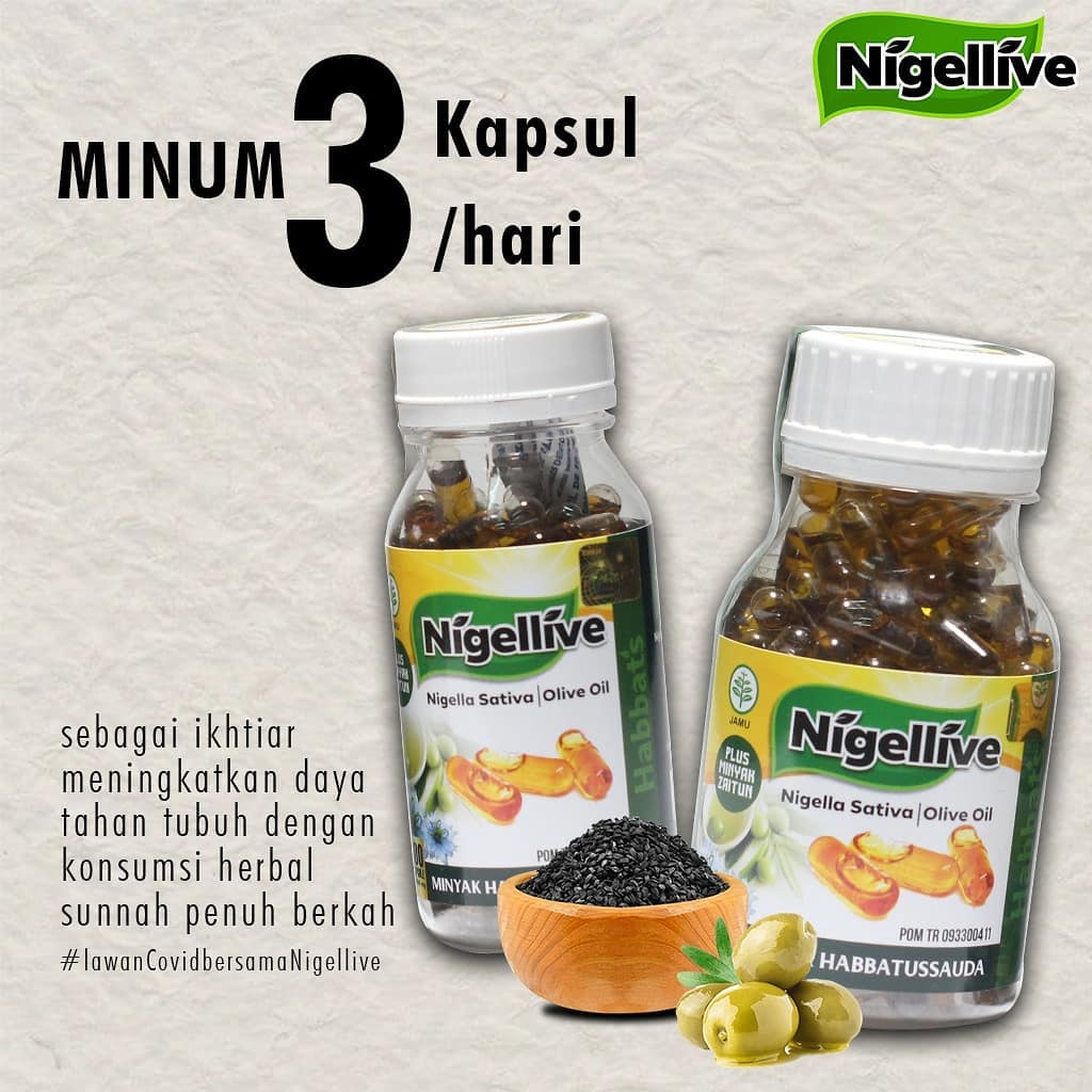 Habbatussauda NIGELLIVE  plus Minyak Zaitun Kapsul Oil