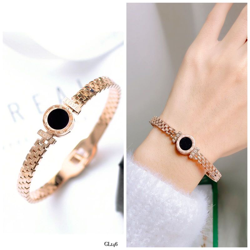 Gelang Cincin Titanium asli Rosegold Premium Quality anti karat Bracelet Stainless steel ori motif BVL 1207