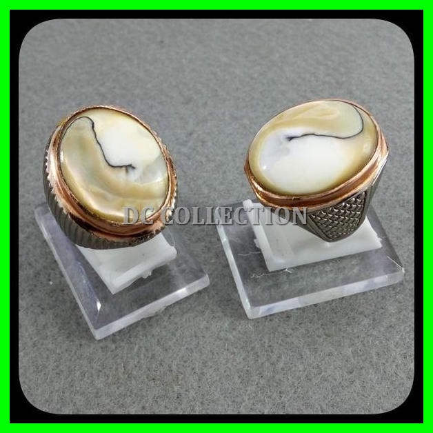 CINCIN BATU AKIK FOSIL KERANG MUTIARA LUSTER MANTAP DAN MEWAH