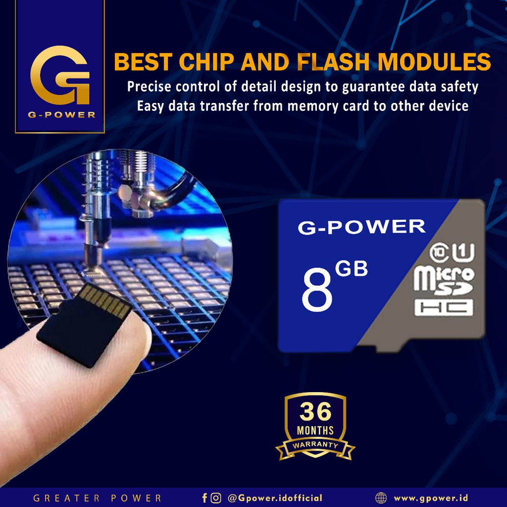 G-POWER KARTU MEMORI 4GB/8GB/16GB/32GB/64GB/128GB MICRO SD ULTRA 3 HIGH CLASS 10 GARANSI 3TAHUN