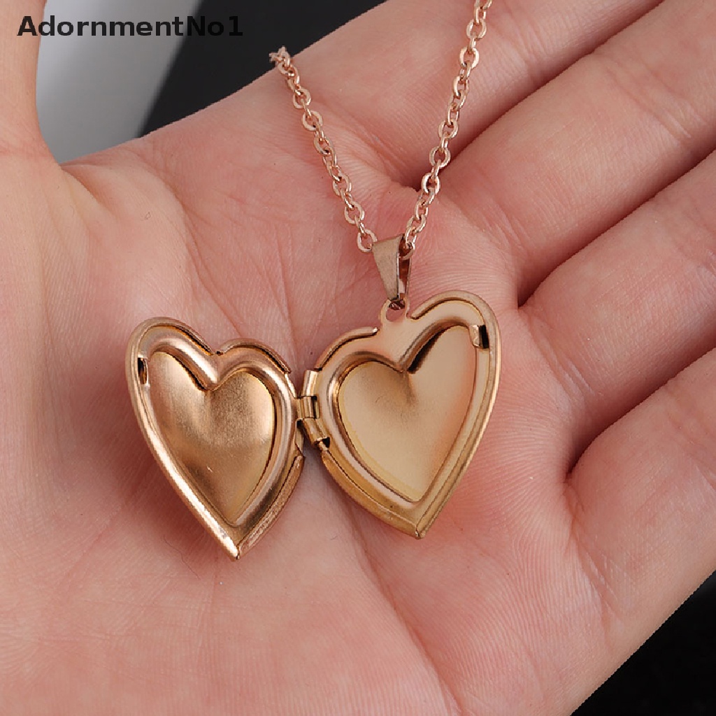 (AdornmentNo1) Kalung Rantai Dengan Liontin Locket Bentuk Hati Untuk Pria / Wanita