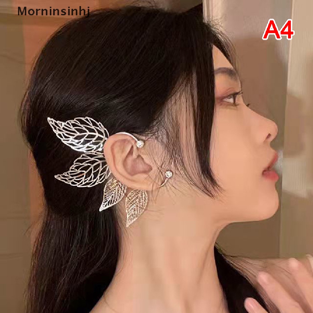 Mornin 1pc Chic Elf Manset Telinga Maple Leaf Berlubang Zircon Leaf Cosplay Peri Anting Klip Untuk Wanita Perempuan Pernikahan Ear Cuff Perhiasan id