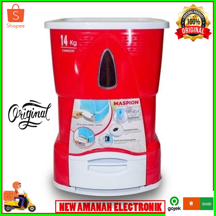 MASPION RD1400AP Rice Box Tempat Beras Kapasitas 14 Kg - WARNA MERAH