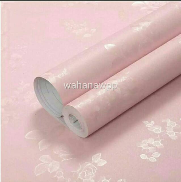 Wallpaper dinding polos pink 45 cm x 9 meter