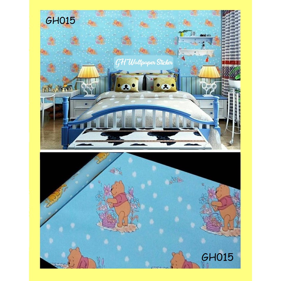 (COD) Wallpaper Stiker Dinding / Walpaper dinding Kamar Tidur Wallpaper Motif Winnie The Pooh