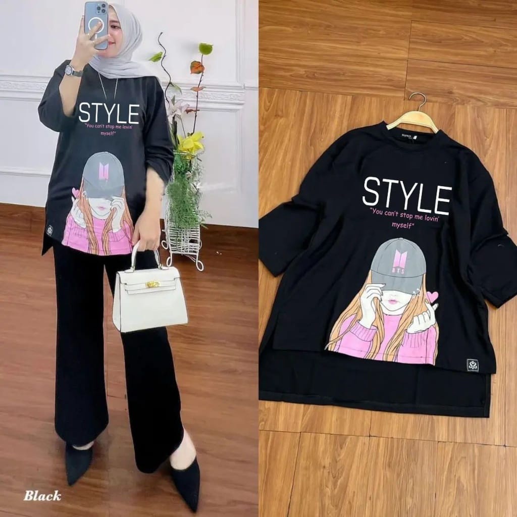 Pakaian Wanita Atasan Terbaru Matt Combed 24s Ootd  Kekinian Korean Style Blouse Baju Kaos Oversize