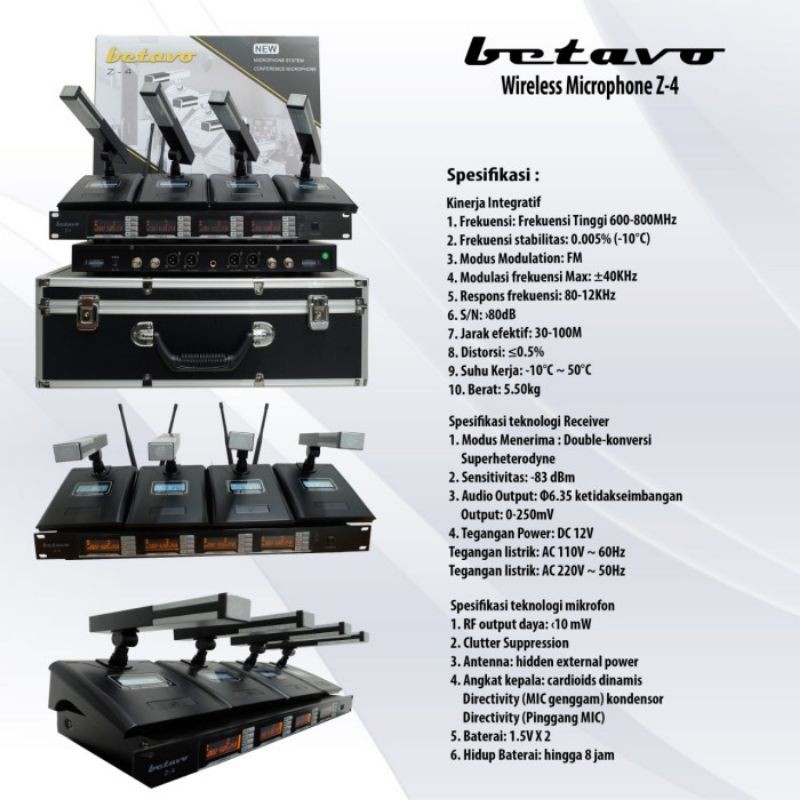 TERBAIK MIC WIRELESS Podium BETAVO Z4 ORIGINAL Z 4 UHF Pidato