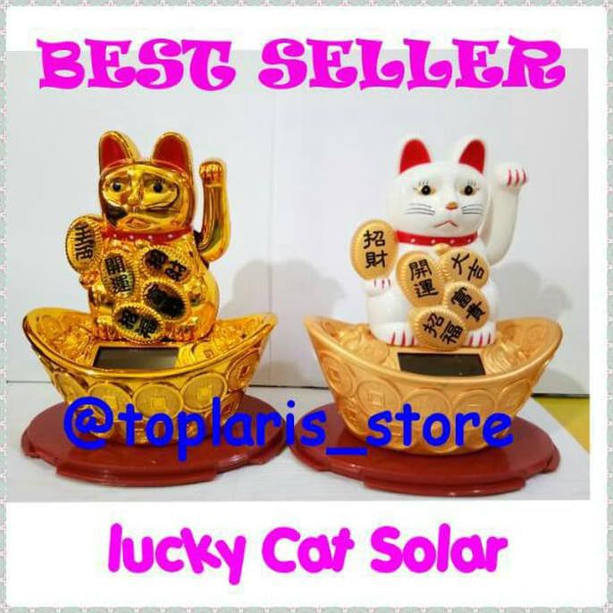 

14.84Ftgrdujh- Kucing Hoki Rejeki Lucky Cat Solar Patung Pajangan -Toko-Boneka.