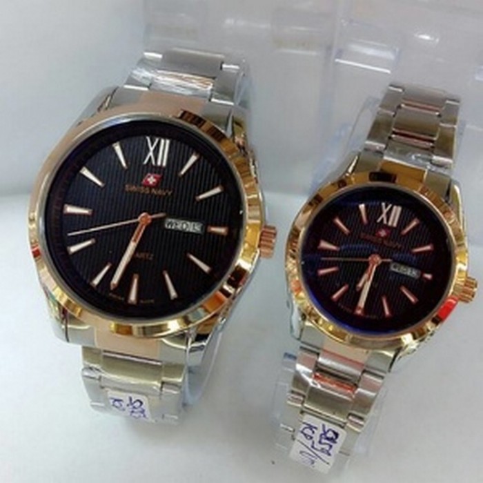 JAM TANGAN COUPLE SWISS NAVY 5859 ORIGINAL STAINLESS STEEL