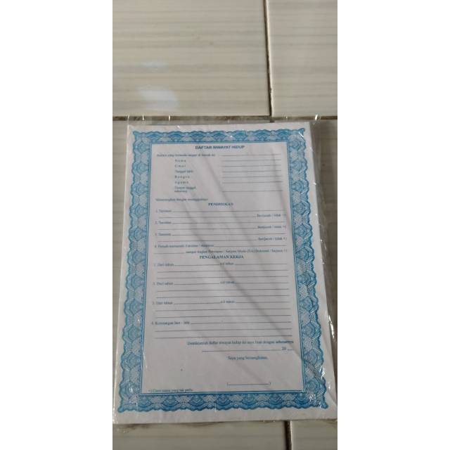 Daftar riwayat hidup / cv isi 100 lembar