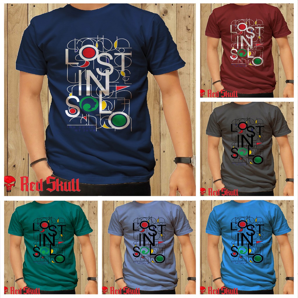 RED SKULL Kaos Oblong Pendek Lost in Solo Kaos Wisata Kaos Katun