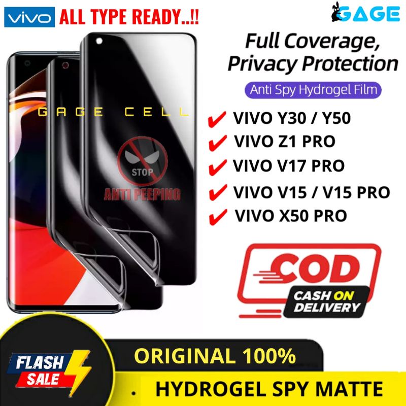 HYDROGEL ANTI GORES SPY MATTE VIVO Y30 Y50 Z1 V17 V15 X50 PRO FULL LAYAR SCREEN COVER PROTECTOR