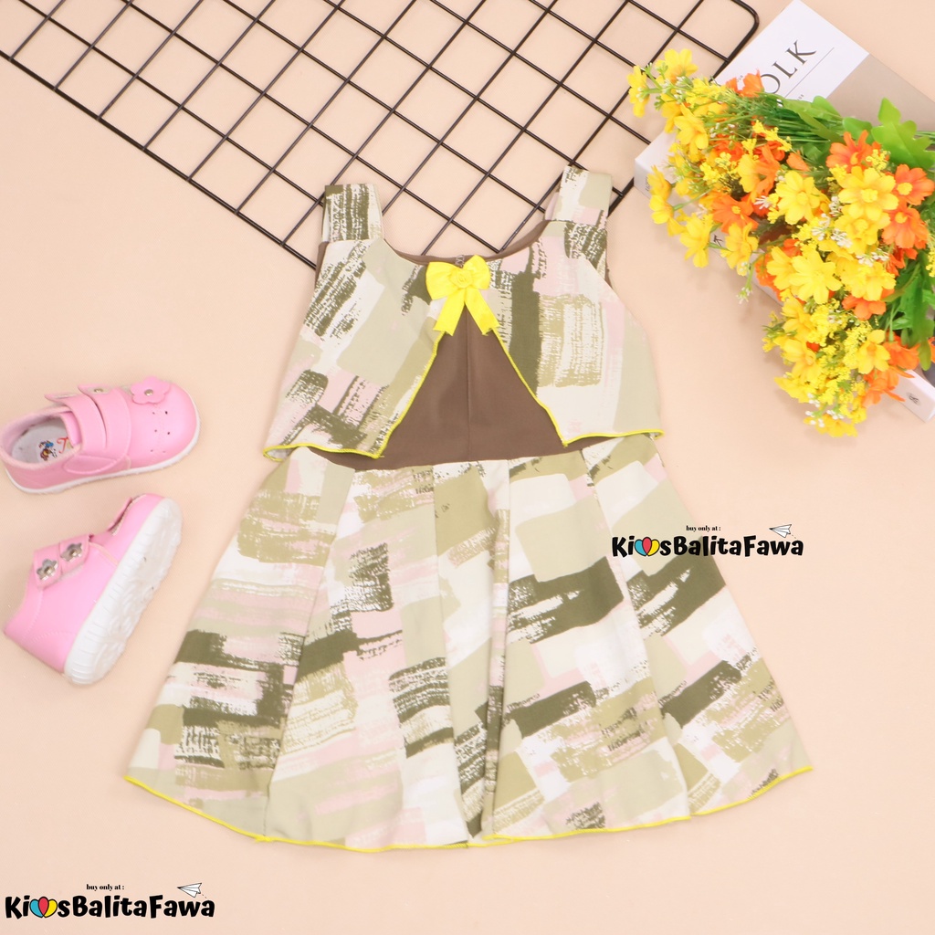 Dress Selly uk 1-2 Tahun / Dres Anak Perempuan Murah Bahan Katun Adem Baju Kensi Cewek Gaun Import