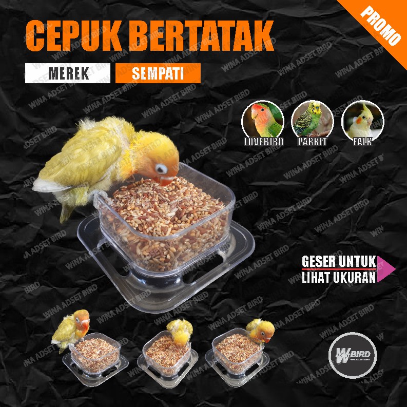 CEPUK UMBARAN TATAKAN CANGKIR KOTAK MANDI BURUNG LOVEBIRD KANDANG KOTAK