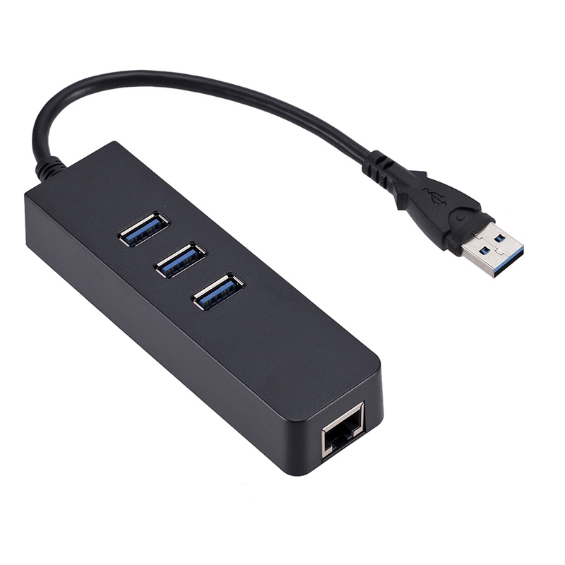 (LUCKID) Hub Adapter Jaringan Ethernet Lan RJ45 3 Port USB 3.0