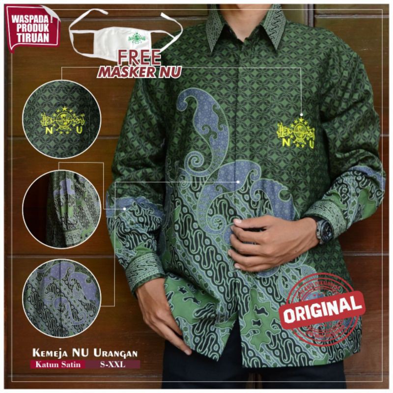 baju kemeja batik NU pria motif urangan kain katun satin