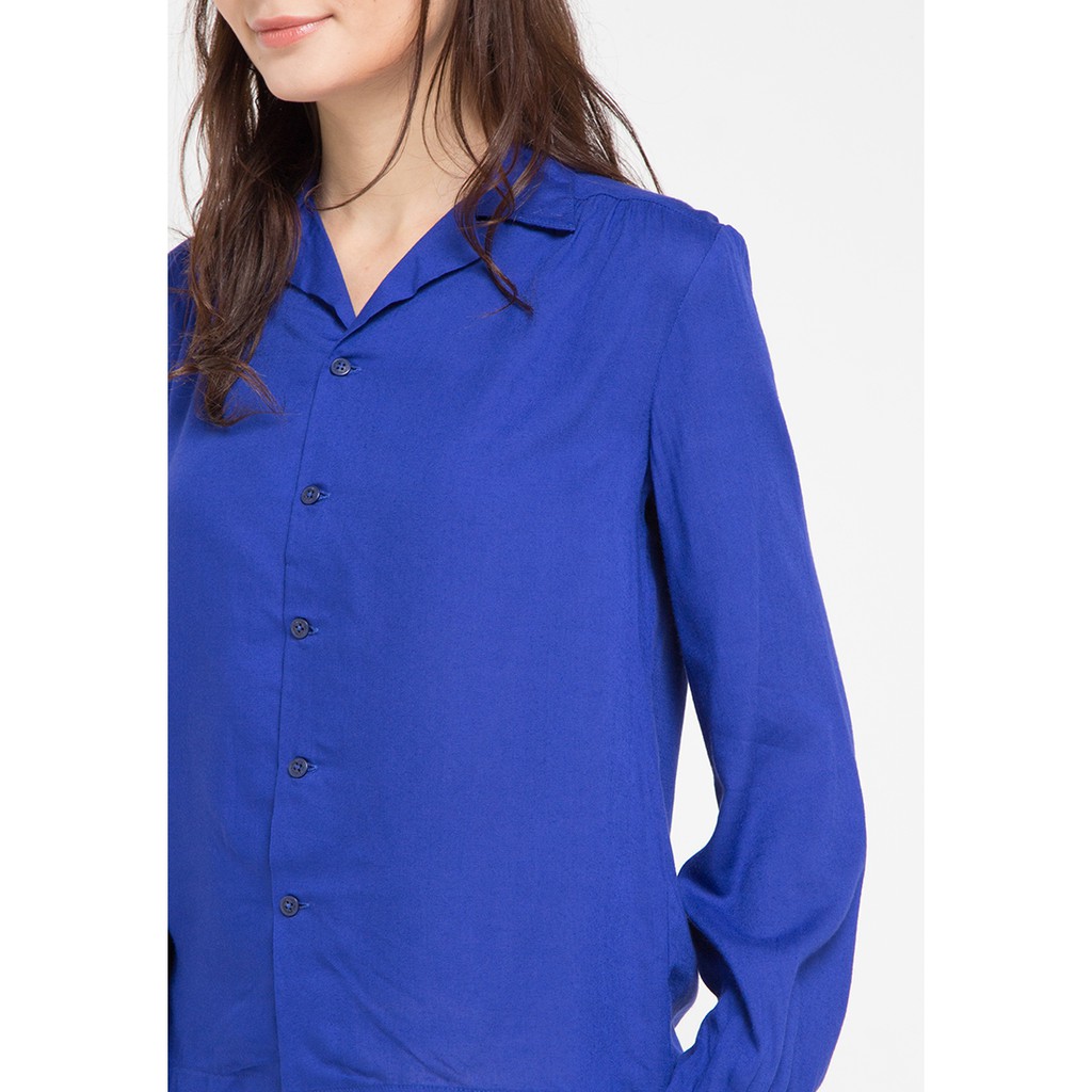 LLACES Clothing - Blouse Wanita - Old School Long Sleeve - Blue