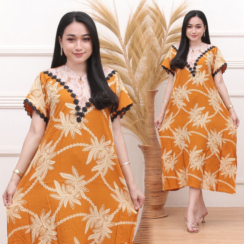 DASTER ARAB RENDA MOTIF BAMBU/DASTER BORKAT/DASTER RENDA REMPEL-Kuning vee