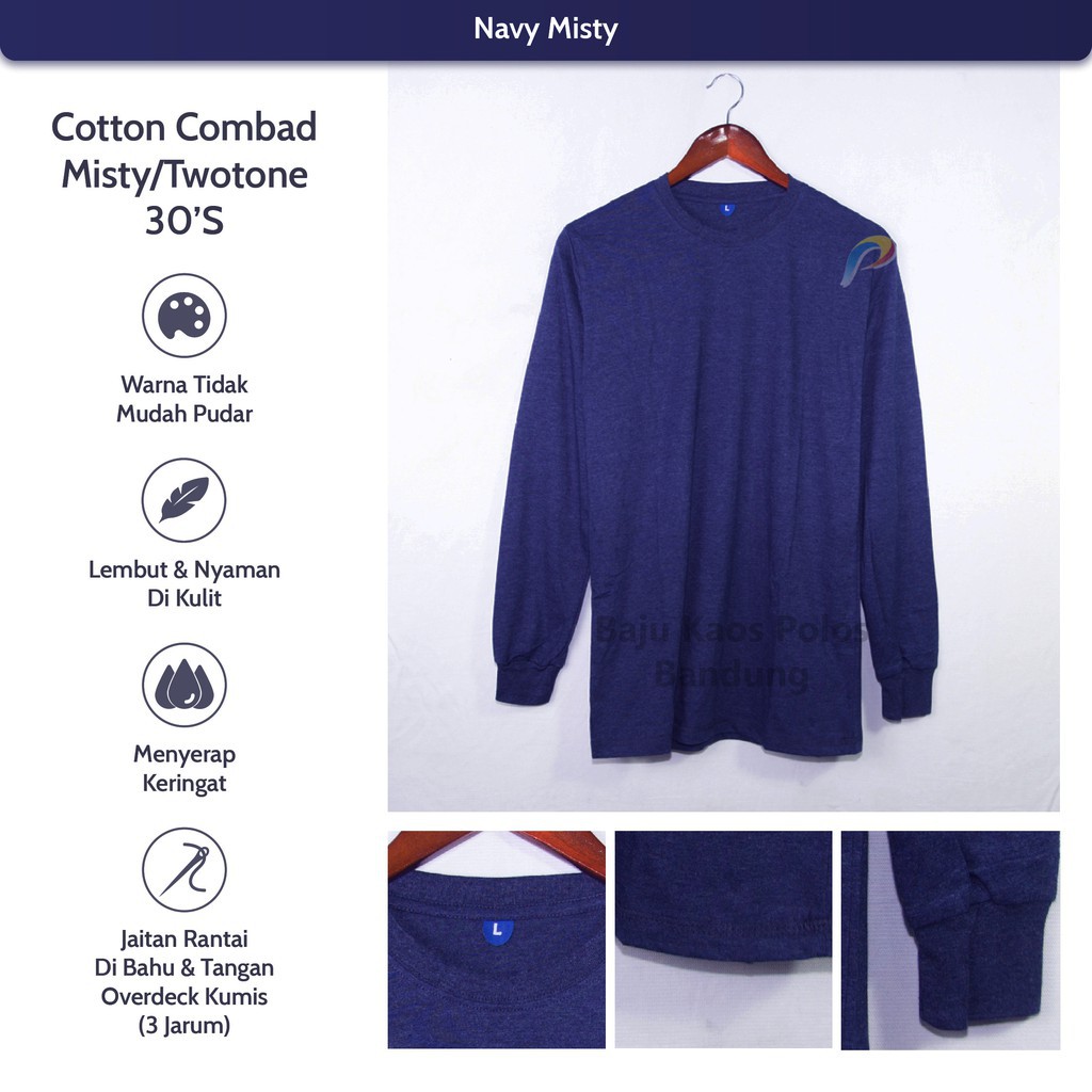 Kaos Polos Panjang Navy Misty