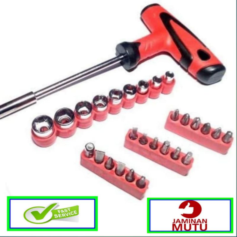 Obeng Set 24 in 1 - Multifungsi Kunci Shock Obeng Palu Kunci T Komplit