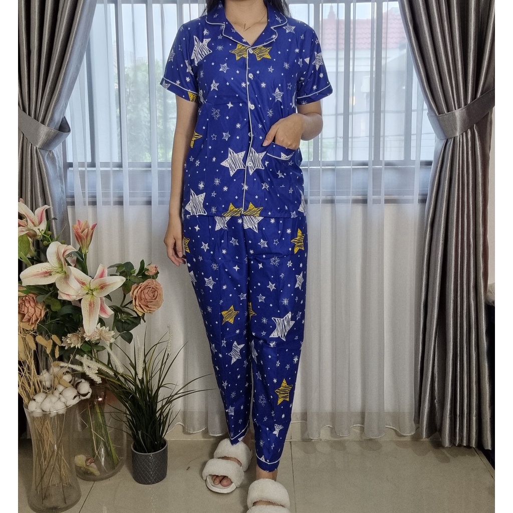 VIBELLECP - CP Vibelle shop grosir baju tidur piyama karakter fashion murah wanita-CP BINTANG BIRU
