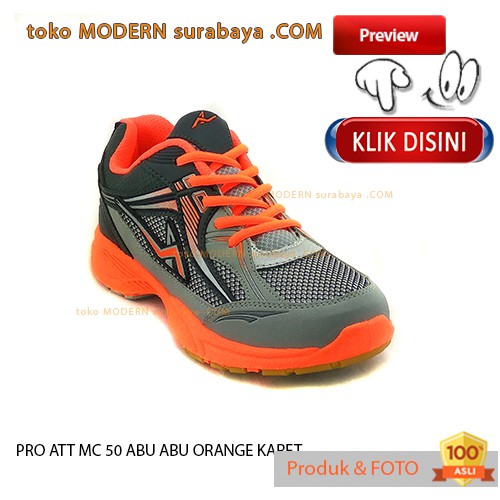 PRO ATT MC 50 ABU ABU ORANGE KARET sepatu olahraga pria running kets casual sneakers