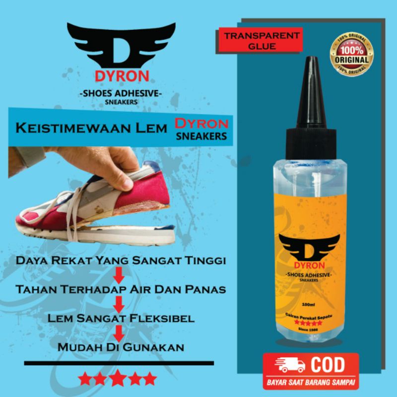 LEM SEPATU SNEAKERS [BENING|TRANSPARAN GLUE] ORIGINAL DYRON 100ML