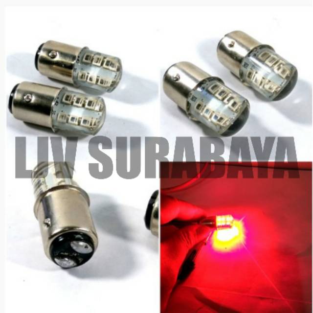 Led Rem T20 Strobo Lampu Jelly 12 Mata Bayonet Putar 2 Kaki - 1PCS