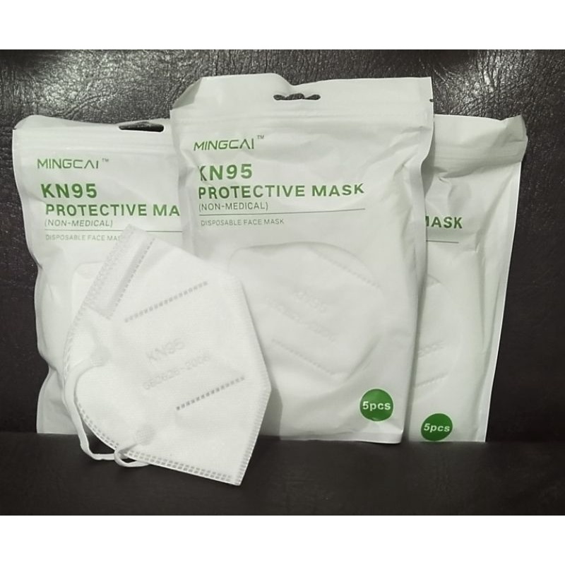 Masker Mingcai KN95 warna putih isi 5pcs