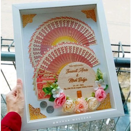MAHAR FRAME UANG KERTAS EMAS BATANGAN ANTAM LOGAM MULIA / MAS KAWIN PERNIKAHAN RUSTIC MURAH