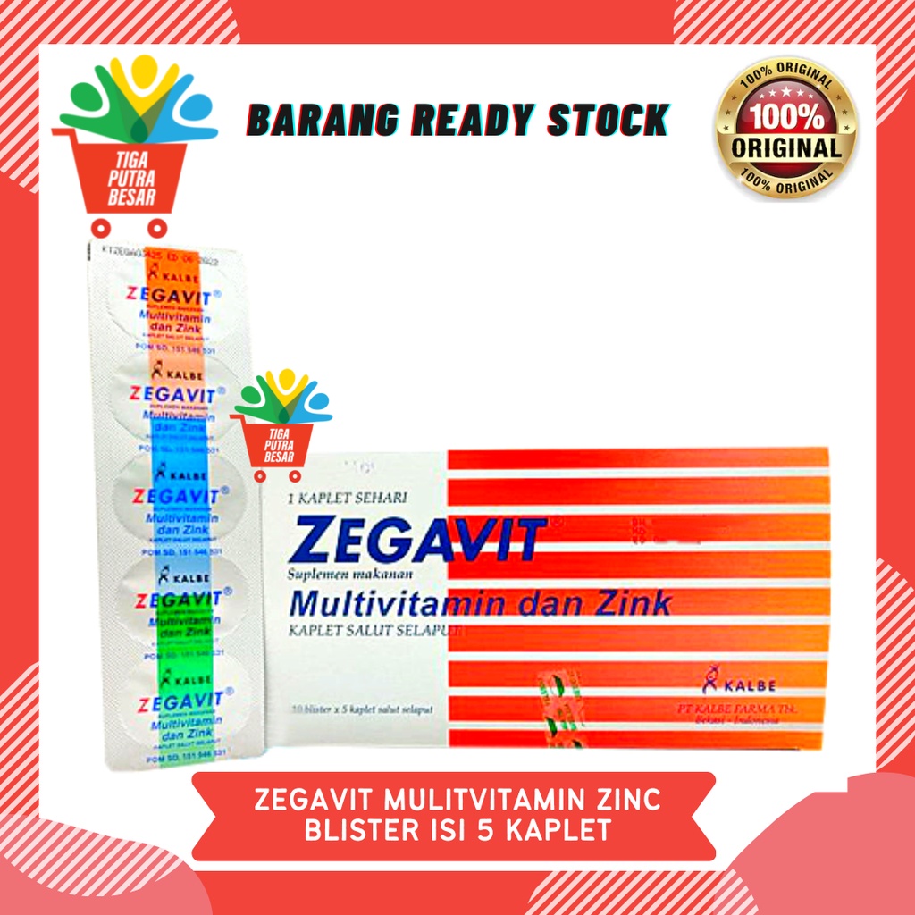 ZEGAVIT MULTIVITAMIN DAN ZINK 1 BLISTER ISI 5 KAPLET / SUPLEMEN KESEHATAN