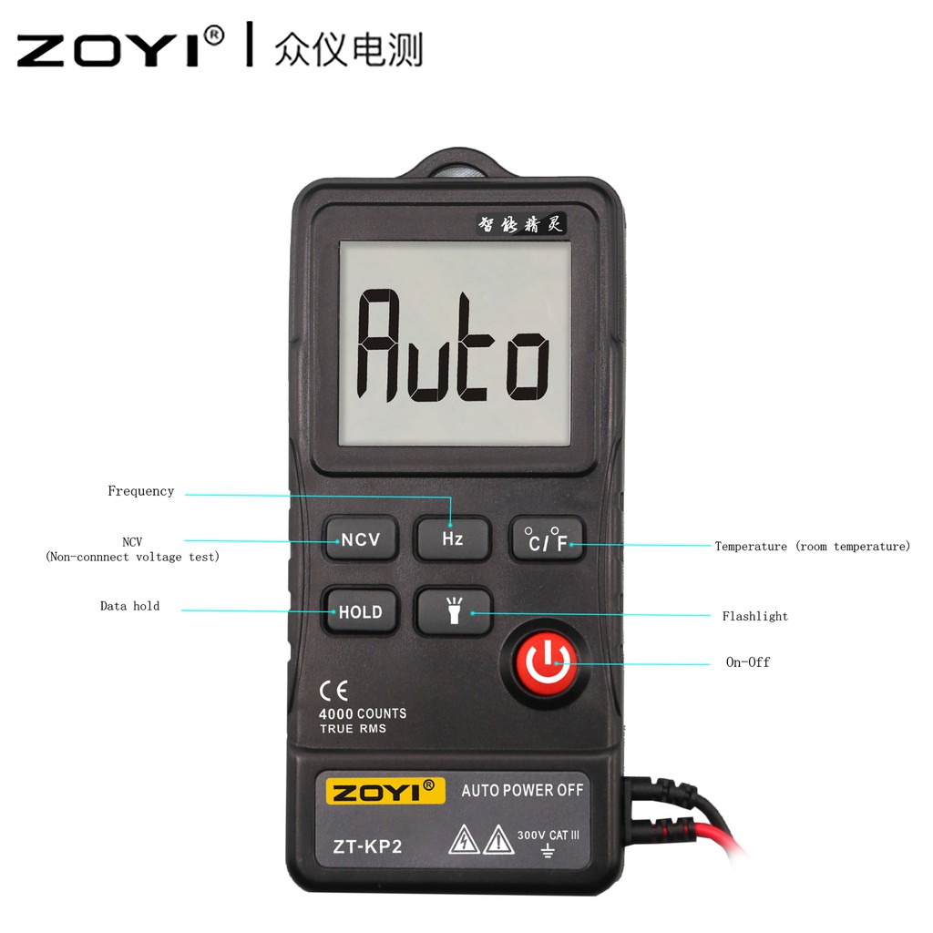 Zoyi ZT-KP2 Smart Auto Multitester Avometer Digital Buzer AC/DC HZ