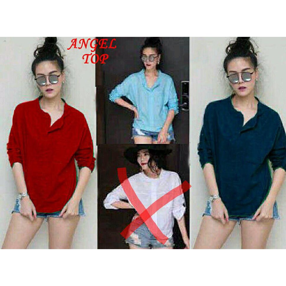 C2 CN 47459 ANGEL TOP ATASAN KEMEJA KERJA WANITA MURAH CEWEK GAUL SIMPLE ELEGAN POLOS MODIS MODERN