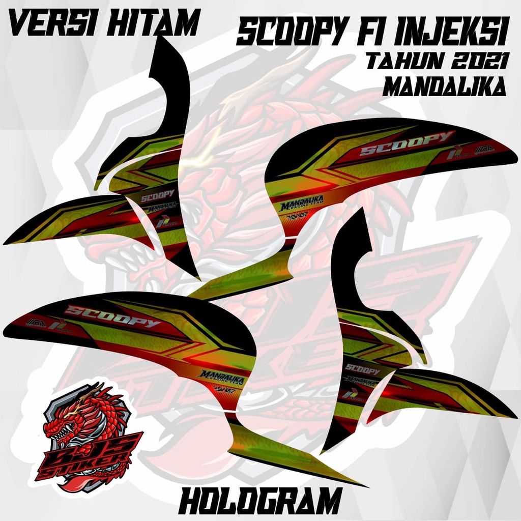 Striping satria fu lama - Stiker Decal hologram scoopy fi injeksi 2021 mandalika 1 versi hitam