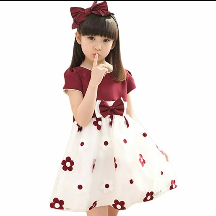 Baju anak Perempuan DRESS anak Flower Beatrice kids  umur 7 - 9 tahun Set Grosir Terbaru 2023 Baju L