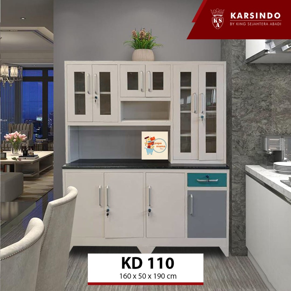 Lemari Sayur Import Plat Besi 6 Pintu 160cm Include Rak Piring - Tempat Penyimpanan Dapur Medan