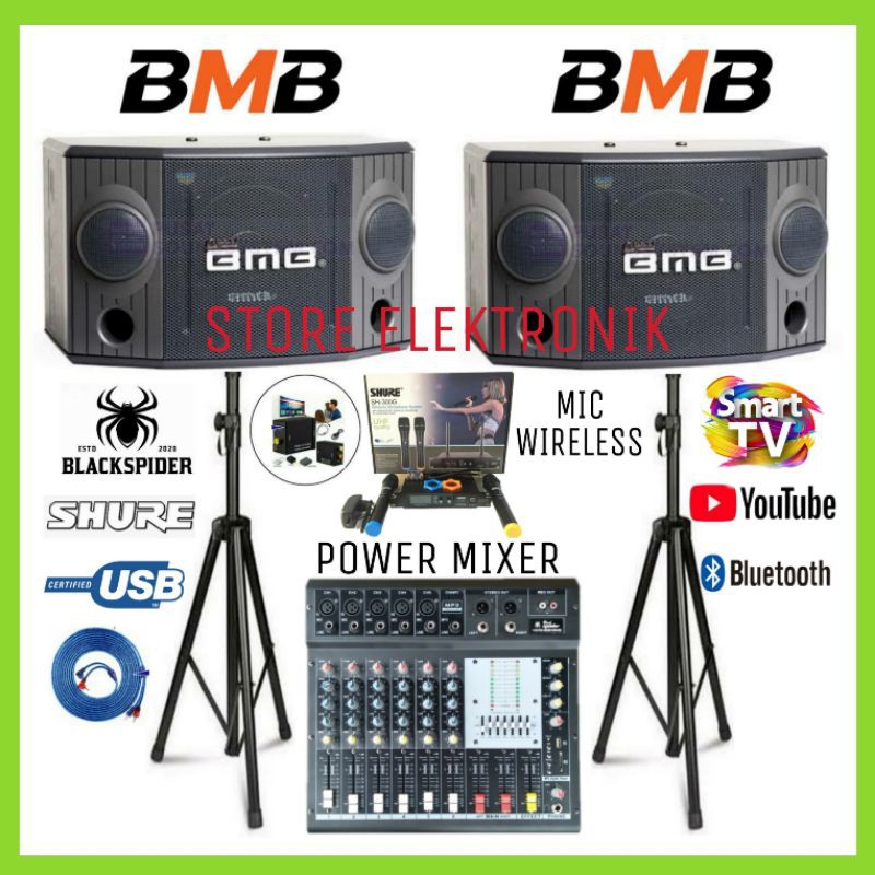 Promo.!!! Paket Karaoke Bass &amp; Suara Terbaik Pakai Mixer Power  Speaker Bmb 8 Inch