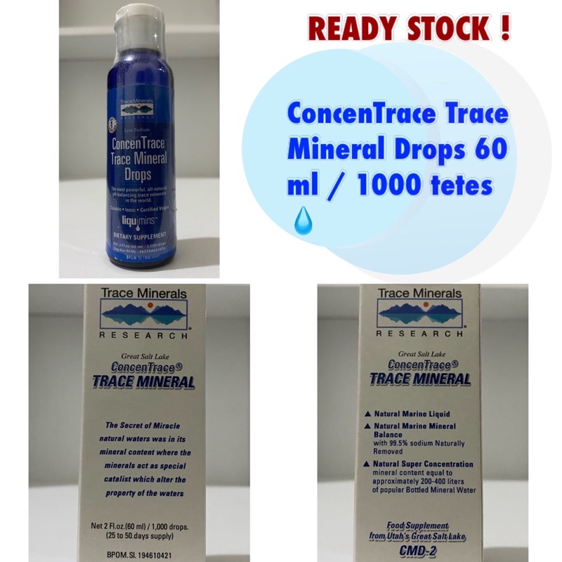 CMD ConcenTrace Trace Mineral Drops - 2 oz 60 ml / 1000 Tetes Asli Original 100 % BPOM / Multivitami