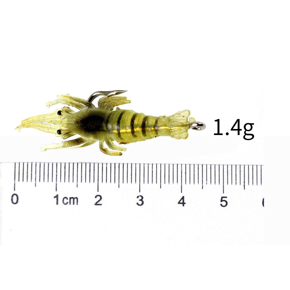 SYFishing 1Pcs Soft Shrimp Umpan Pancing 4cm/1g Swimbait Fishing Lure Umpan lembut udang Jig Kail Bass Wobbler Jigging Tackle