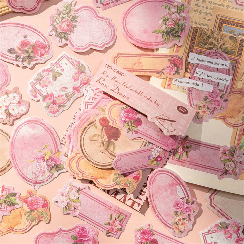 Preva 60pcs Stiker Alat Tulis Vintage Flower Diary Planner Mobile Garden Label Series