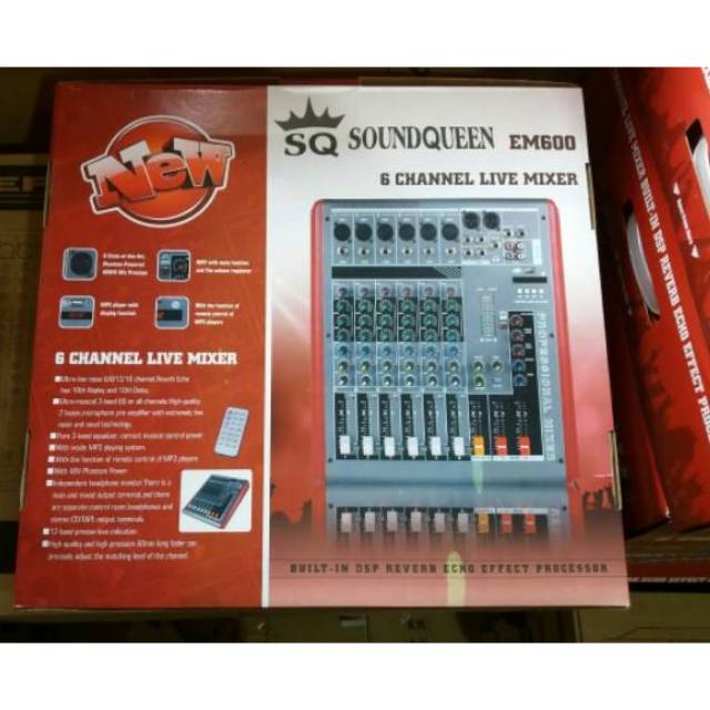 Mixer audio 6 channel EM600 soundqueen bergaransi