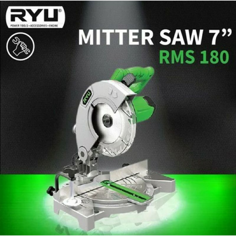 TEKIRO RYU RMS 180 Mesin potong almini aluminium gergaji kayu miter saw 7&quot; inch