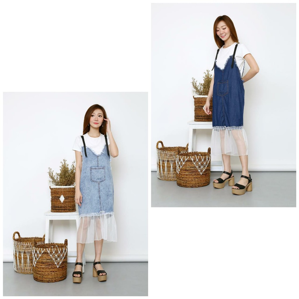 Overall dress tile tulip/overall rok/overall jeans/overall tile
