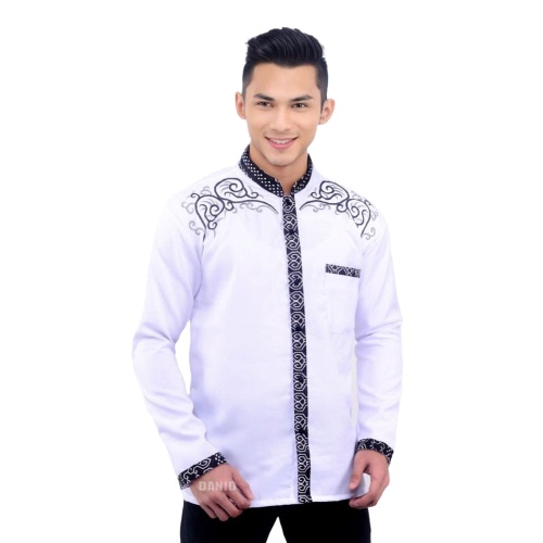 BAJU KOKO PRIA DEWASA KOMBINASI BORDIR BATIK FASHION LENGAN PENDEK TERBARU