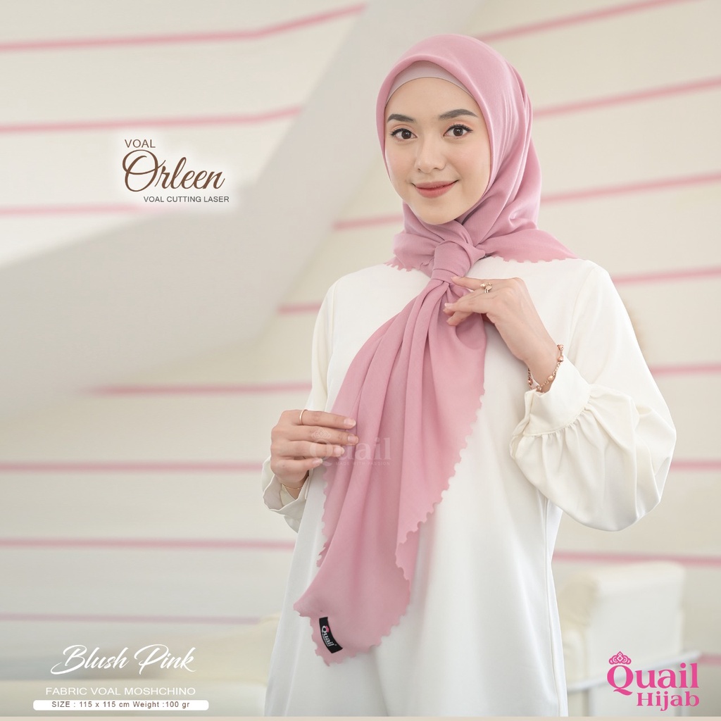VOAL ORLEEN Jilbab Segi empat finnishing lasercut Quail Hijab