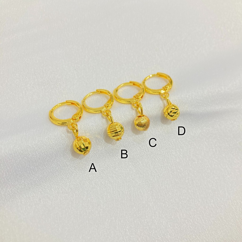 Anting Bola Kerawang Lapis Emas 24 Karat Aksesoris Perhiasan