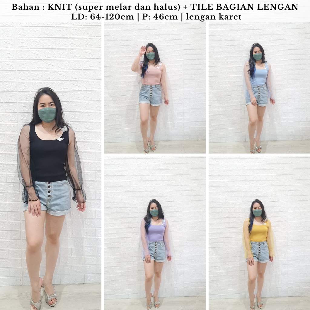 3737 butterfly tile knit top